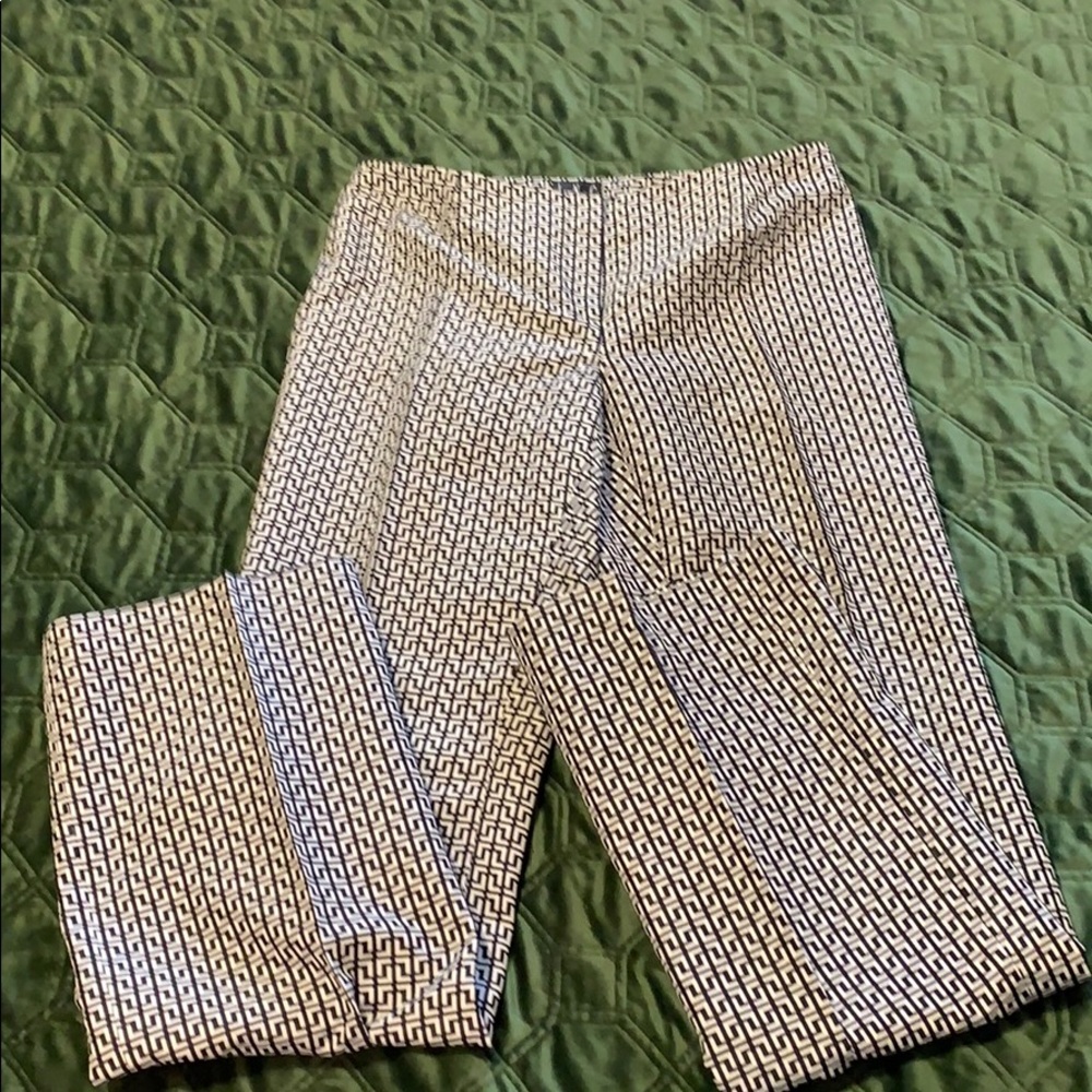 INC Mid Rise Black and White Printed Pants